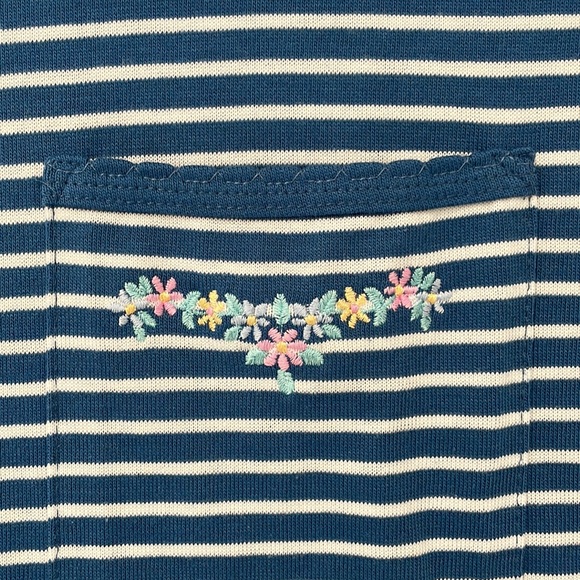 Blue Striped T-shirt with Floral Pocket - Picture 3 of 3
